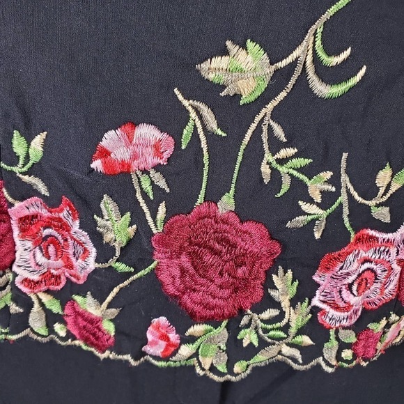 Joseph Ribkoff Embroidered Floral Trim Mesh Linen Blend Top Cropped Bottom Pants - Picture 3 of 12